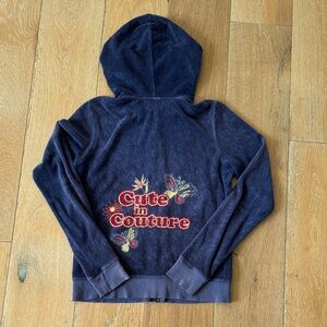Vintage Juicy Couture Y2K “Cute in Couture” Terry Zip Hoodie Size L